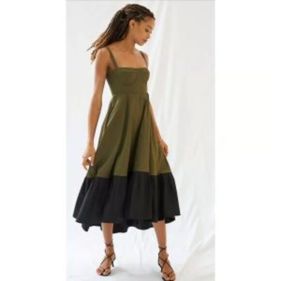 Anthropologie x MARE MARE Corset Bustier Flounce Midi Dress Plus Size 1X Green - Picture 9 of 10